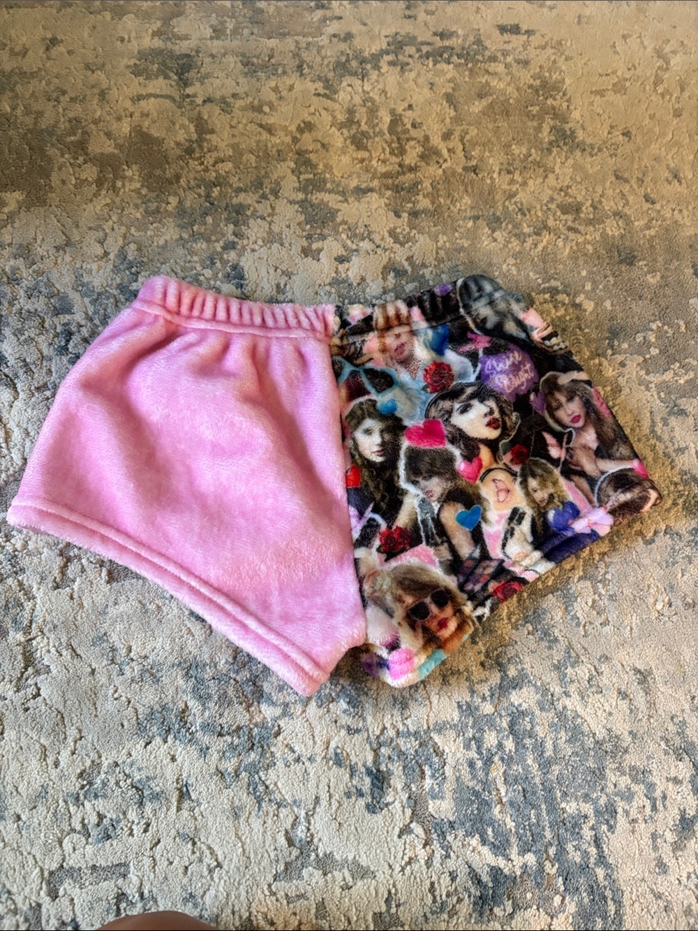Made with Love and Kisses Size 8 Pink Plush Girls' Ultra Soft Swiftie Shorts.